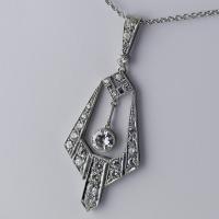 Diamond Platinum Pendant Necklace, Circa 1970