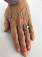 Platinum Art Deco Emerald and Diamond Ring, Circa 1920