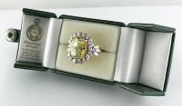 Certified Natural 16.39 Carat Cushion Cut Yellow Sapphire and Diamond Ring