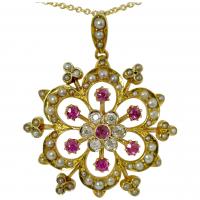 Ruby, Pearl, Diamond Victorian Pendant, Circa 1850 | BADA