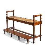 Louis Philippe mahogany hall bench with a folding foot-rest