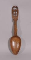 S/3686 Antique Treen 19th Century Fruitwood Love Spoon