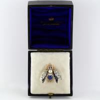 Victorian Burma Sapphire 4.60ct Certificated Untreated, Pearl, Ruby Bee / Insect