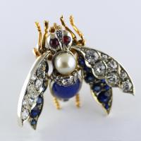 Victorian Burma Sapphire 4.60ct Certificated Untreated, Pearl, Ruby Bee / Insect