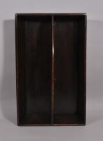 S/3999 Antique Treen 19th Century Solid Mahogany Two Division Cutlery Tray