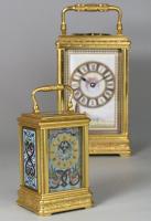 Drocourt miniature enamelled engraved carriage clock