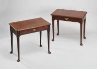 A matched pair of George II period ‘red walnut’ side-tables
