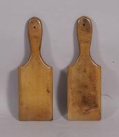 S/4017 Antique Treen 19th Century Pair of Sycamore Butter Hands