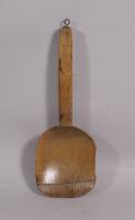 S/4020 Antique Treen 19th Century Hook Handled Sycamore Spoon