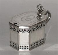 Old Sheffield Plate silver mustard pot, circa 1775