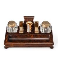 A stylish William IV rosewood and silver-gilt portable desk compendium