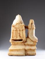 Sicilian Trapani Baroque Carved Alabaster Group Depicting Saint Anne Seated on a Throne the Young Virgin