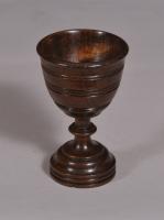 S/4035 Antique Treen 19th Century Oak Pedestal Goblet