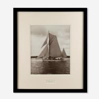 Yacht Winifred, Yawl, early silver photographic print by Beken of Cowes