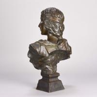 Art Nouveau Bronze Bust "Sibylle" by Emmanuel Villanis 