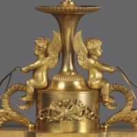 Louis XVI Style Gilt-Bronze and Ebony Three-Light Desk Stand
