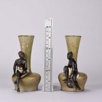 Austrian Cold Painted Bronze Arab Vases by Franz Bergman