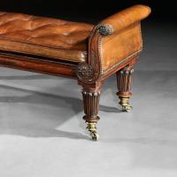 Fine Late Regency Rosewood Leather Upholstered Window Seat