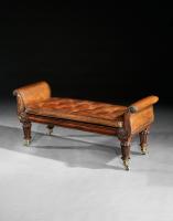 Fine Late Regency Rosewood Leather Upholstered Window Seat