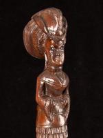 Victorian cane with a full carved wooden Lady wearing a bustle_e