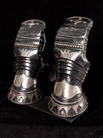 An exceptional pair of black and white mitten gauntlets_d