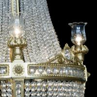Gilt-Bronze and Cut Crystal Tent and Basket Chandelier
