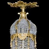 A Fine Gilt-Bronze and Cut-Crystal Tent and Bag Chandelier