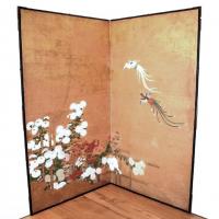 Two-Panel Phoenix and Flowers Screen