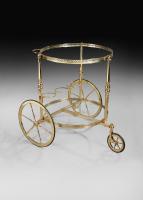 Maison Bagues Mid 20th Century Circular Brass Bar Cart Trolley