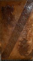 Unusual Spanish Embossed Leather Walnut Open Armchair