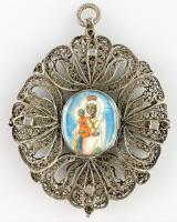 Silver pendant with miniatures of the Madonna & Nepomuk. German, 17th century