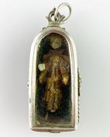 Silver pendant with a miniature carving of Saint Anthony. Spanish, 17th ...