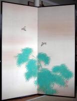 Two-Panel Sparrow and Bamboo Screens (Pair)