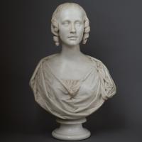 A 19th century Statuary marble portrait bust of a young woman by Patric Park (1811-1855) dated 1846