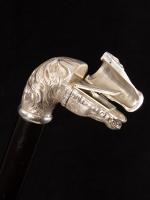 Rare silver vesta and striker horse head handle cane_d