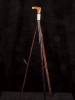 Very fine artist's easel cane with stag antler handle_b