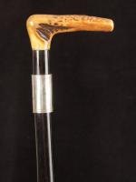 Very fine artist's easel cane with stag antler handle_c