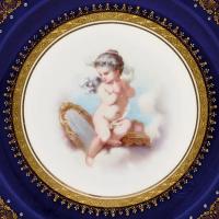 Minton Porcelain Cabinet Plates Depicting Putto at Play