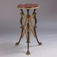  Neoclassical Patinated and Gilt-Bronze Gueridon With A Rouge Griotte Marble Top
