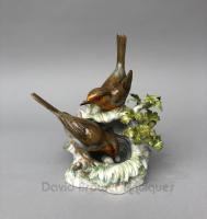 German Meissen porcelain Robins nest group, Circa 1880