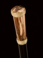 Hardstone-handled cane with silver gilt mounts_a