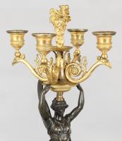 Pair of fine French bronze and ormolu five-light candelabra