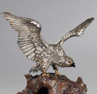 Japanese silvered eagle signed Masatsune chu, Meiji Period
