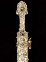 Russian all-silver Kinjal dagger with etched blade_f