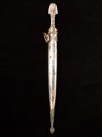 Russian all-silver Kinjal dagger with etched blade_i