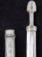 Russian all-silver Kinjal dagger with long plain blade_c
