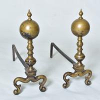 Large Pair of 19th century Brass Fire Dogs