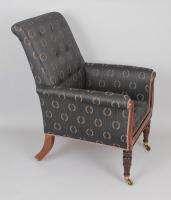 George IV period rosewood bergere library arm chairs