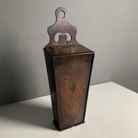Oak and Cross banded candle box, Circa 1800