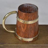 Small Oak Jug with brass bands